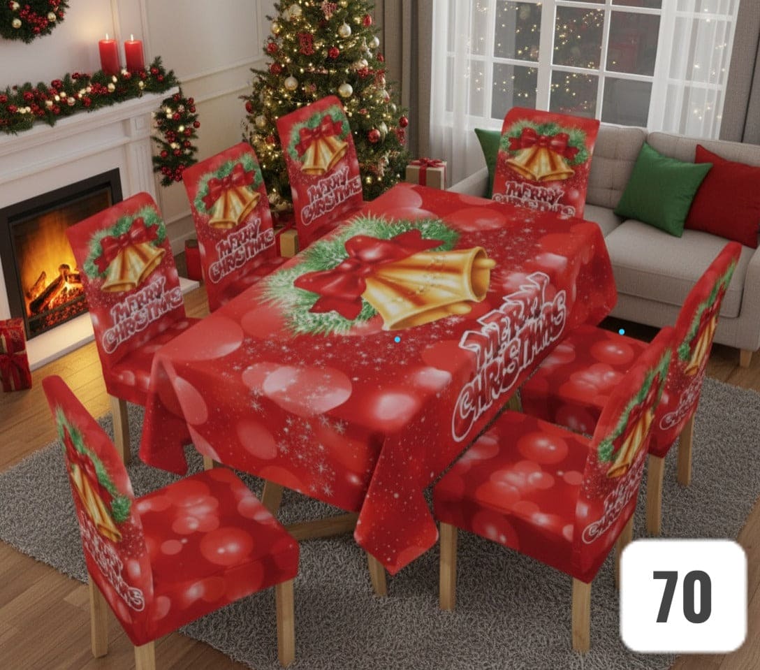 FUNDAS PARA JUEGOS DE COMEDOR + MANTEL IMPERMEABLE NAVIDEÑOS