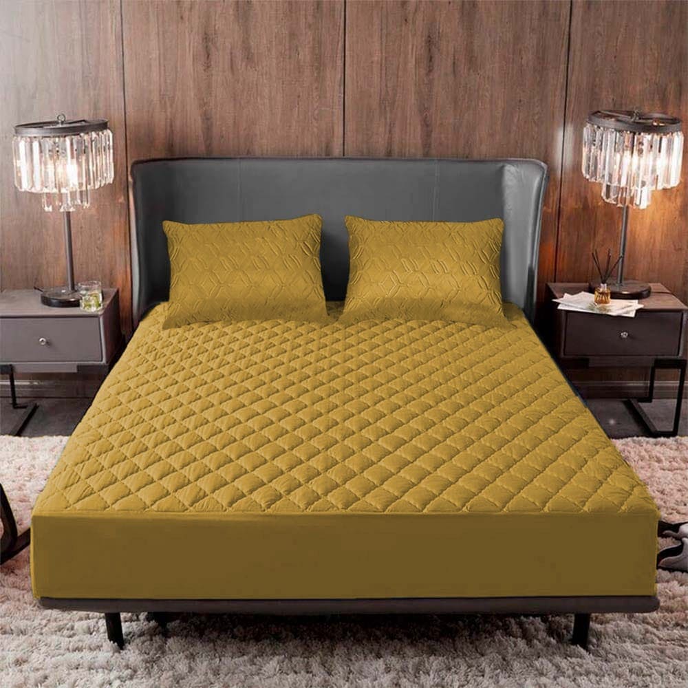 PROTECTOR DE COLCHON ACOLCHADO ANTIFLUIDOS CON 2 FUNDAS DE ALMOHADAS