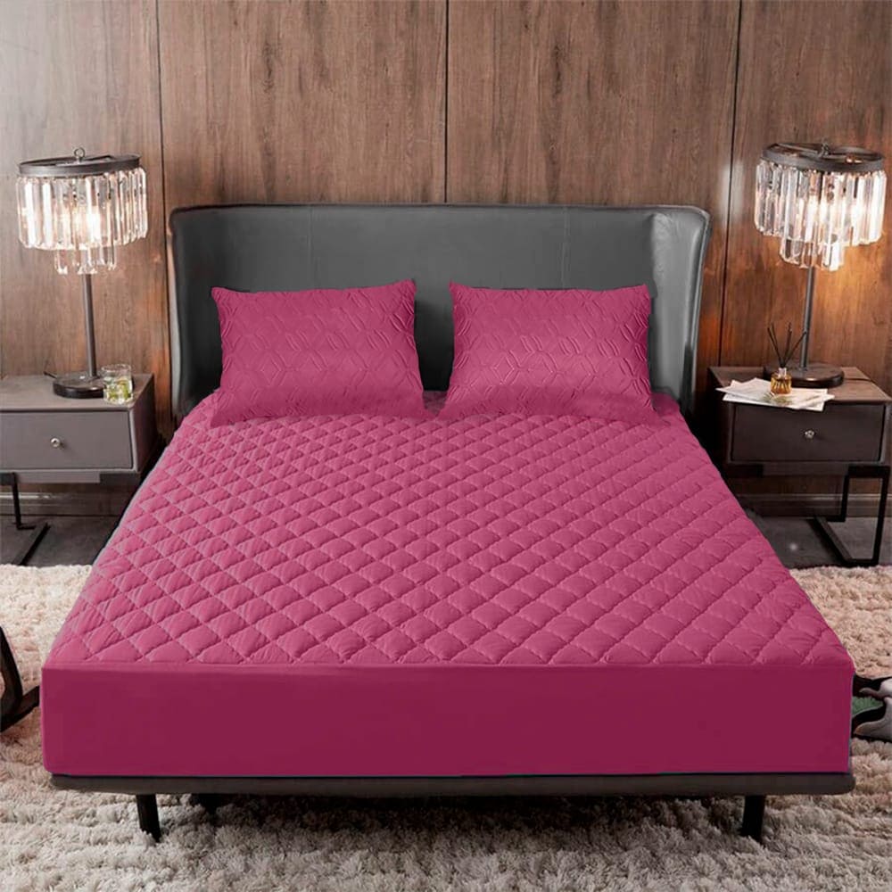 PROTECTOR DE COLCHON ACOLCHADO ANTIFLUIDOS CON 2 FUNDAS DE ALMOHADAS