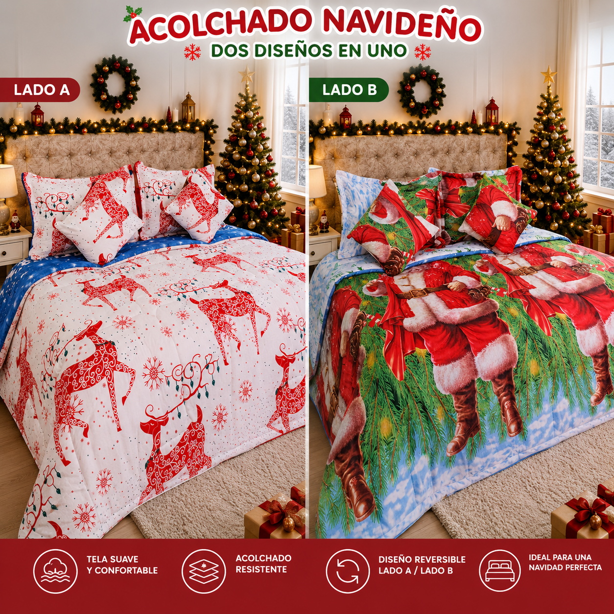 ACOLCHADOS NAVIDEÑOS DOBLE FAZ