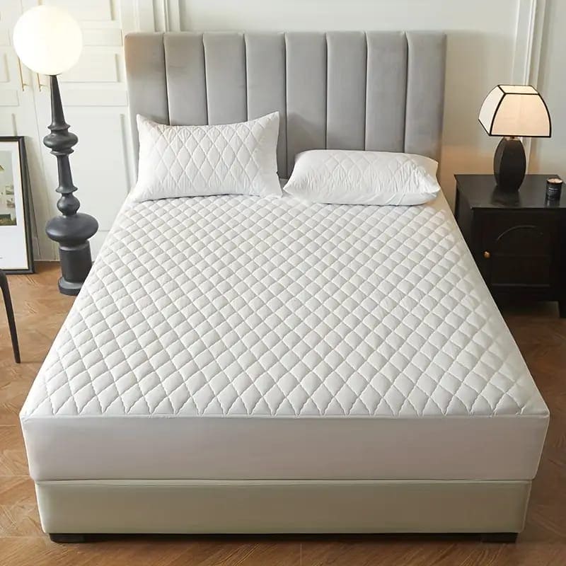 PROTECTOR DE COLCHON ACOLCHADO ANTIFLUIDOS CON 2 FUNDAS DE ALMOHADAS