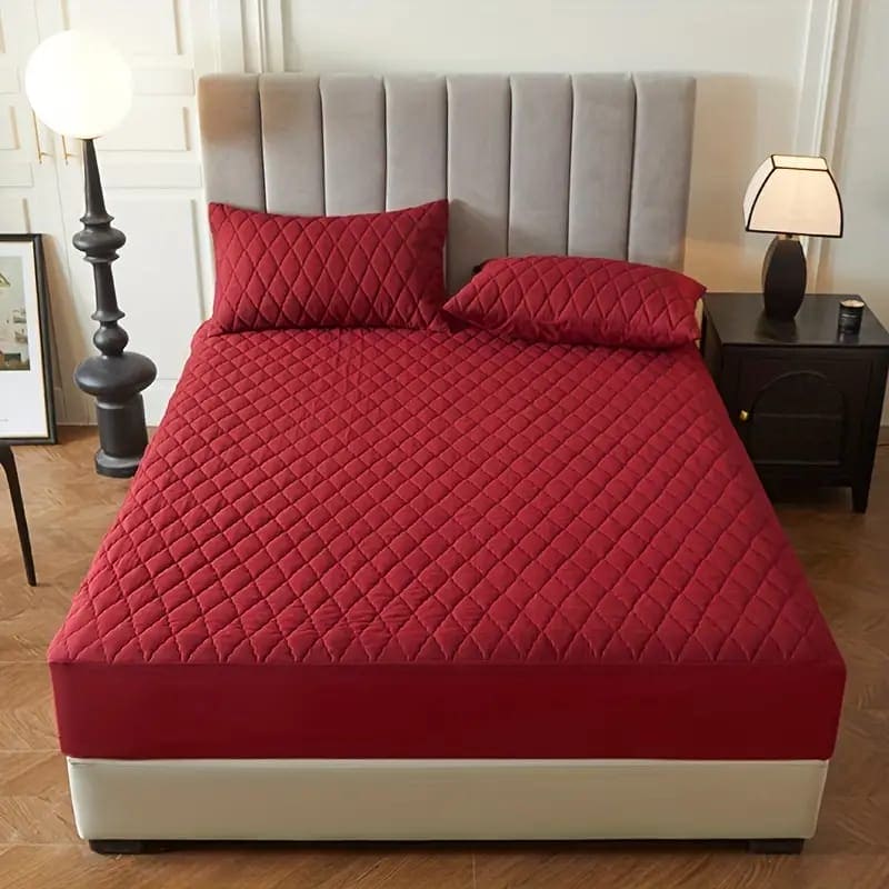 PROTECTOR DE COLCHON ACOLCHADO ANTIFLUIDOS CON 2 FUNDAS DE ALMOHADAS