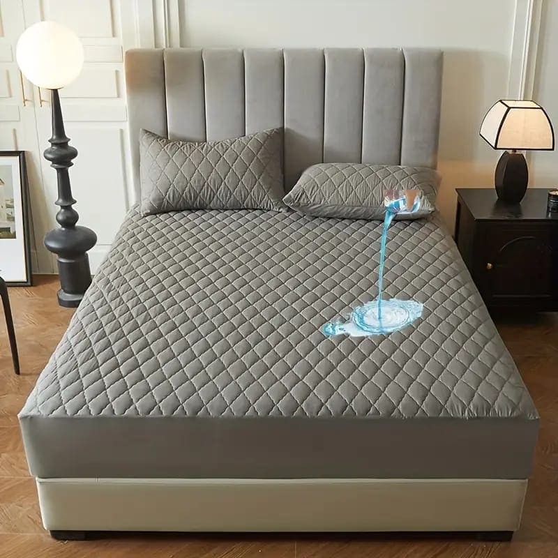 PROTECTOR DE COLCHON ACOLCHADO ANTIFLUIDOS CON 2 FUNDAS DE ALMOHADAS
