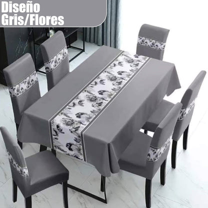 FUNDAS PARA JUEGOS DE COMEDOR + MANTEL IMPERMEABLE