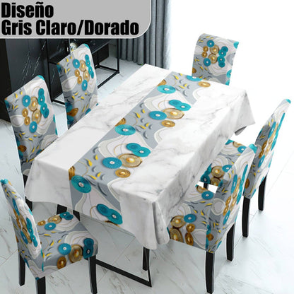 FUNDAS PARA JUEGOS DE COMEDOR + MANTEL IMPERMEABLE