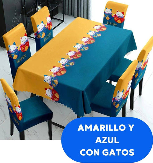 FUNDAS PARA JUEGOS DE COMEDOR + MANTEL IMPERMEABLE