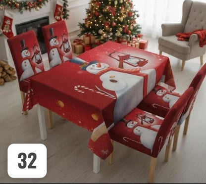 FUNDAS PARA JUEGOS DE COMEDOR + MANTEL IMPERMEABLE NAVIDEÑOS