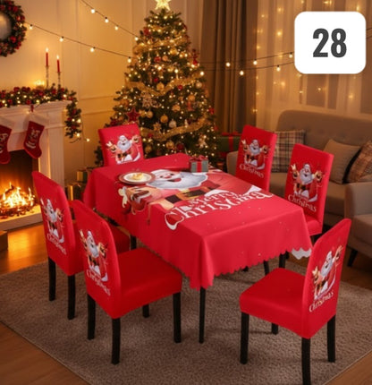 FUNDAS PARA JUEGOS DE COMEDOR + MANTEL IMPERMEABLE NAVIDEÑOS