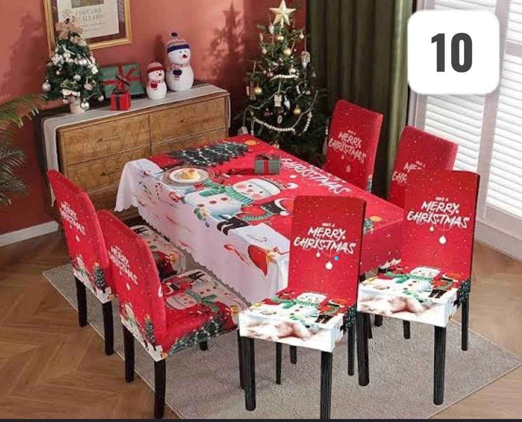 FUNDAS PARA JUEGOS DE COMEDOR + MANTEL IMPERMEABLE NAVIDEÑOS