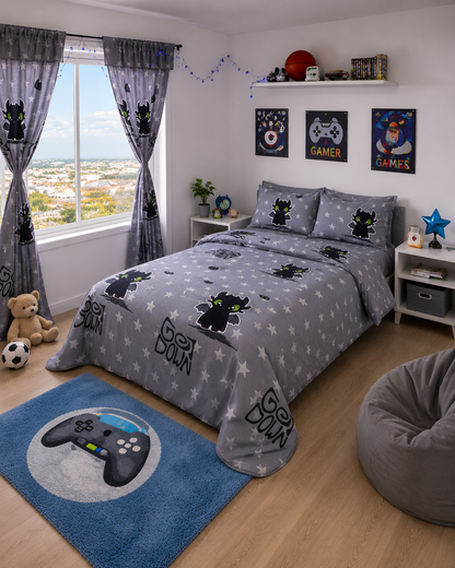 COMBO JUEGOS DE SABANAS CON CORTINAS INFANTIL