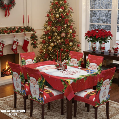 FUNDAS PARA JUEGOS DE COMEDOR + MANTEL IMPERMEABLE NAVIDEÑOS