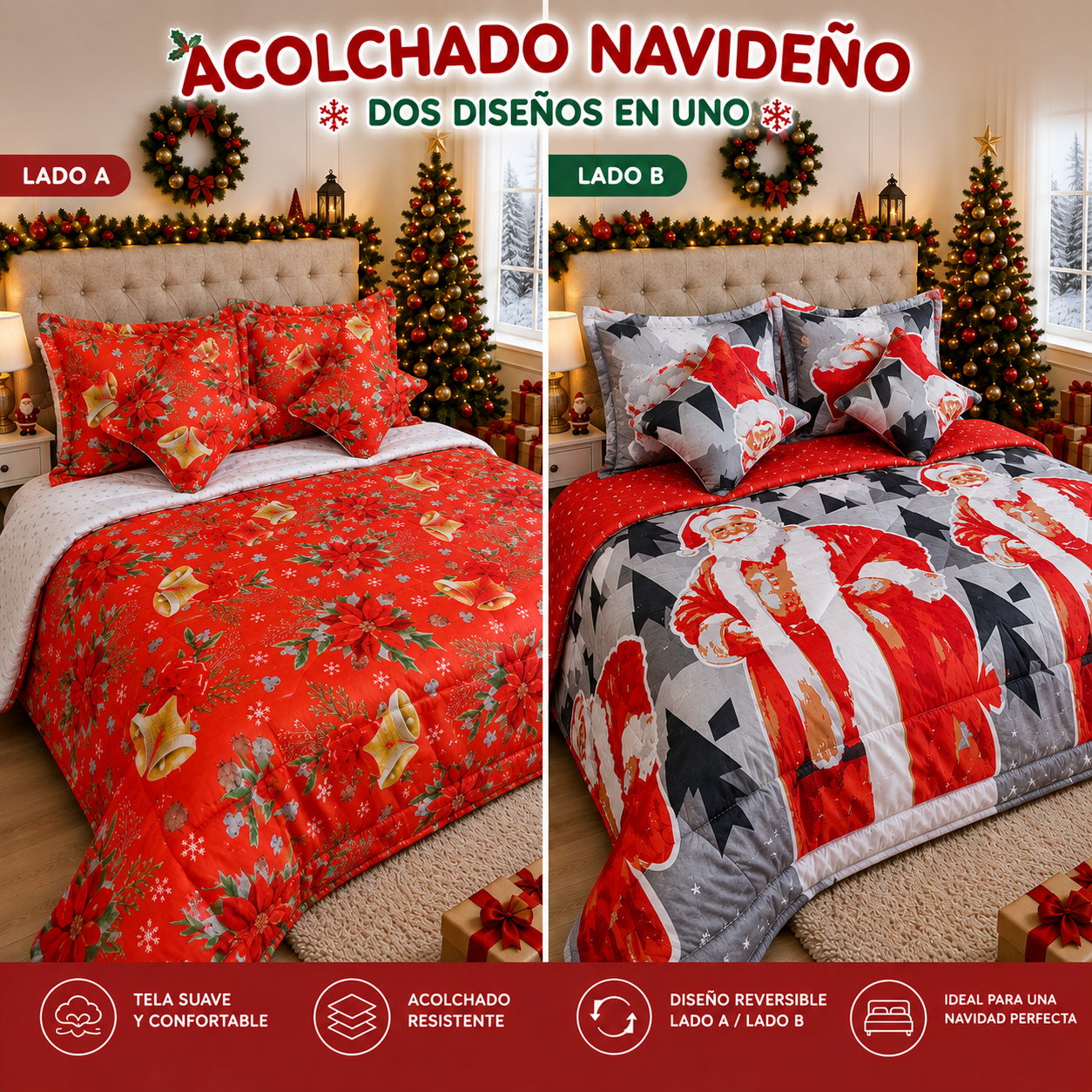 ACOLCHADOS NAVIDEÑOS DOBLE FAZ