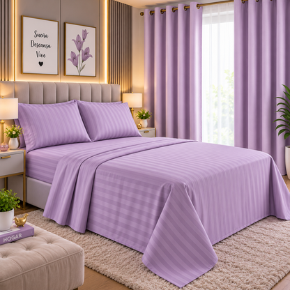 COMBO JUEGO DE SABANAS 800 HILOS CON CORTINAS BLACKOUT