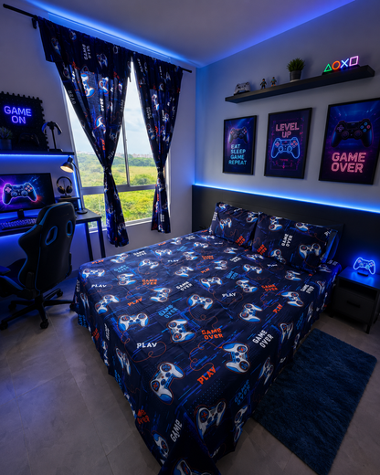 COMBO JUEGOS DE SABANAS CON CORTINAS INFANTIL