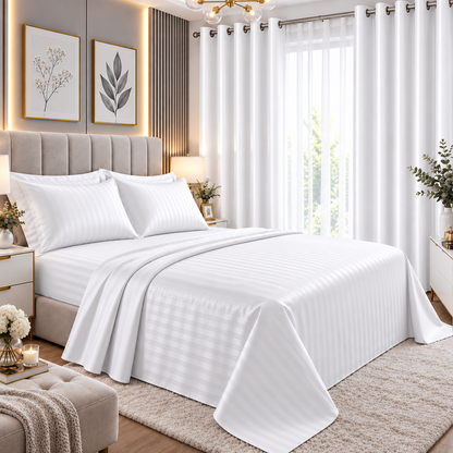 COMBO JUEGO DE SABANAS 800 HILOS CON CORTINAS BLACKOUT