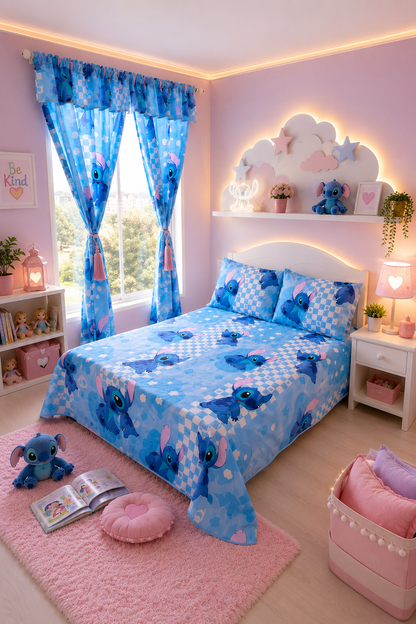 COMBO JUEGOS DE SABANAS CON CORTINAS INFANTIL