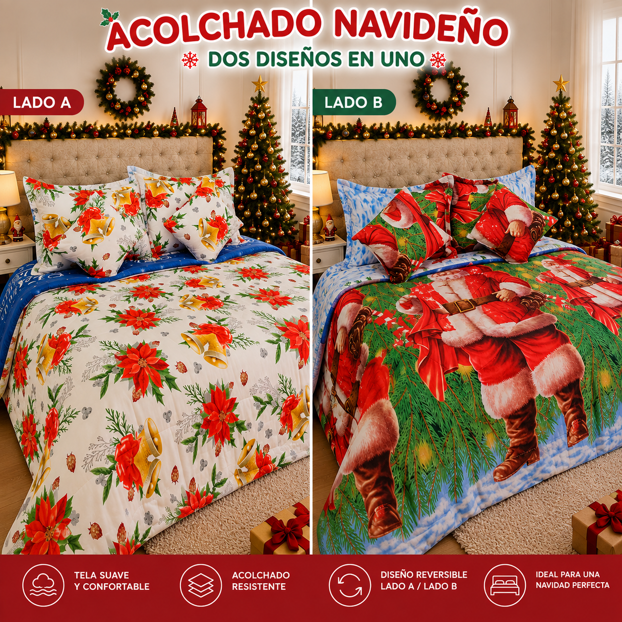 ACOLCHADOS NAVIDEÑOS DOBLE FAZ