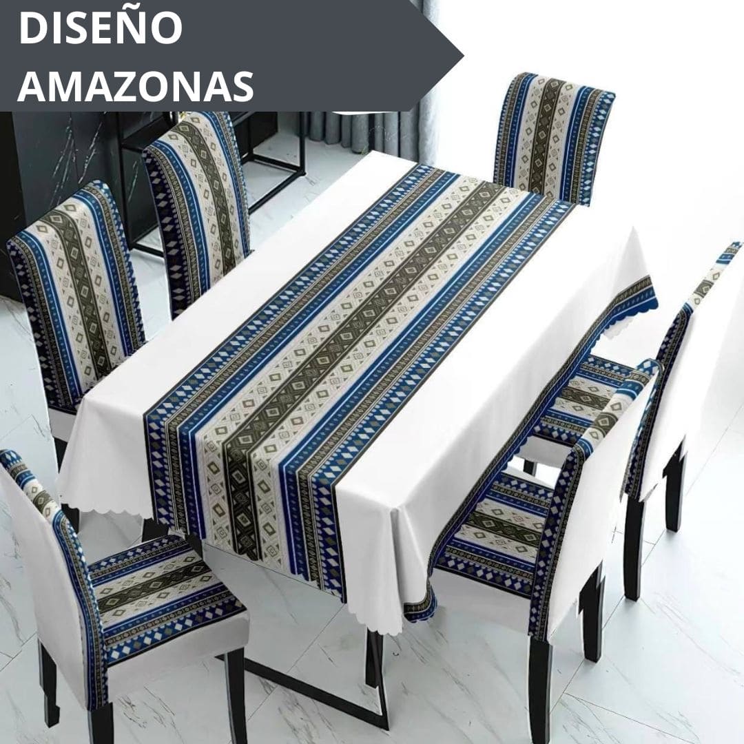 FUNDAS PARA JUEGOS DE COMEDOR + MANTEL IMPERMEABLE