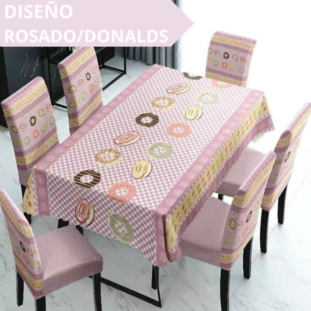 FUNDAS PARA JUEGOS DE COMEDOR + MANTEL IMPERMEABLE