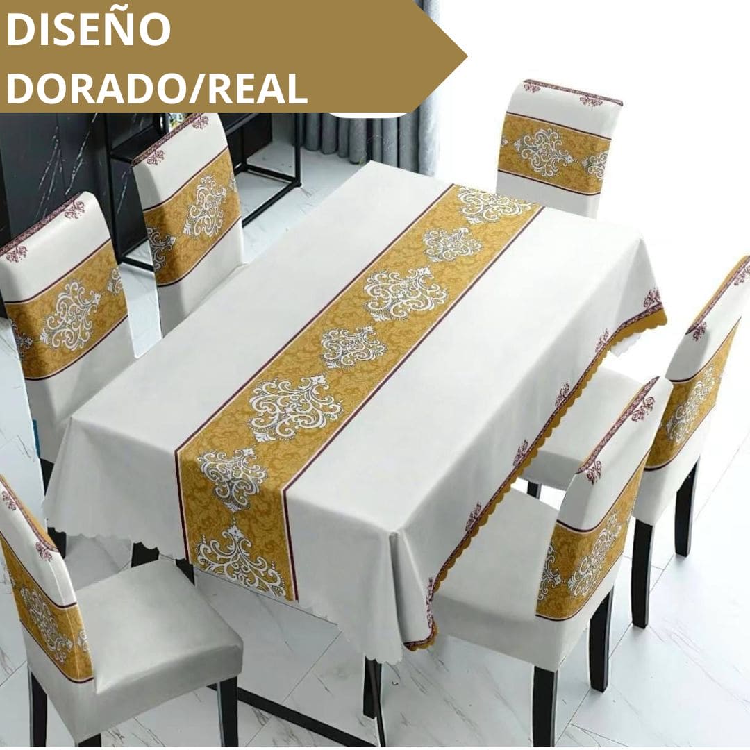 FUNDAS PARA JUEGOS DE COMEDOR + MANTEL IMPERMEABLE