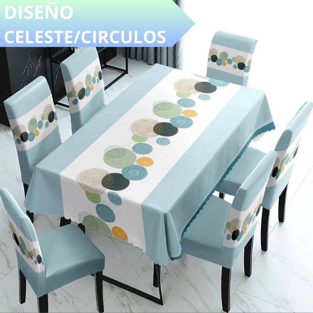 FUNDAS PARA JUEGOS DE COMEDOR + MANTEL IMPERMEABLE