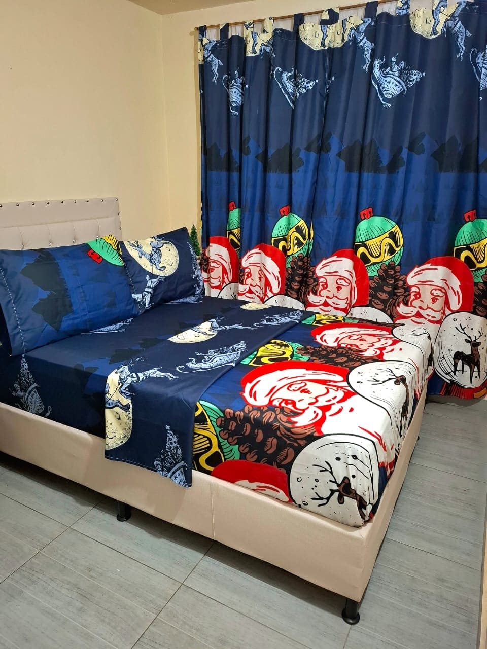 COMBO JUEGOS DE SABANAS (CAMA DOBLE 140X190) Y CORTINAS NAVIDEÑAS (2 CORTINAS 280x220)