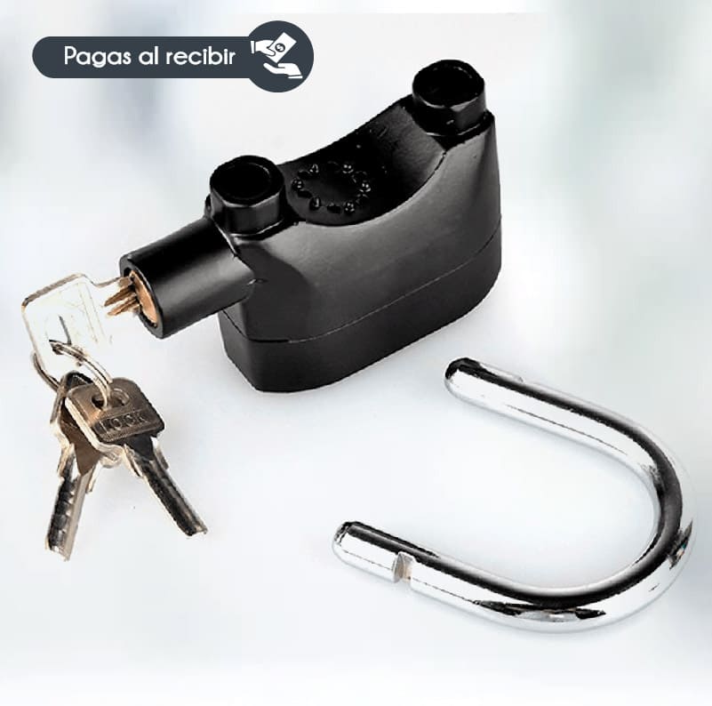 CANDADO DE SEGURIDAD CON ALARMA PARA MOTO Y PUERTAS (SIRENA) - De Shopping Store
